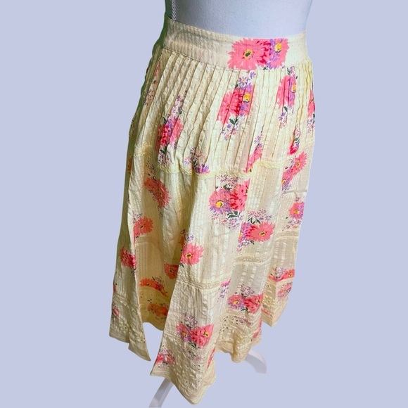 NWT LoveShackFancy ‘Hestia’ Floral Midi Skirt in “Mellow Yellow” Size 0 - Picture 14 of 16
